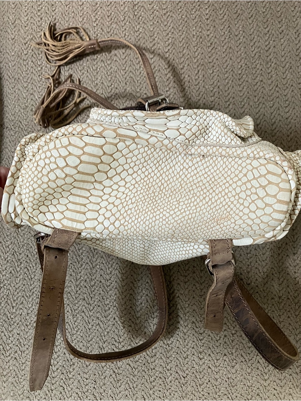 Freebird by Steven Brett Mini Backpack Leather Cream Snake Print - Picture 7 of 16